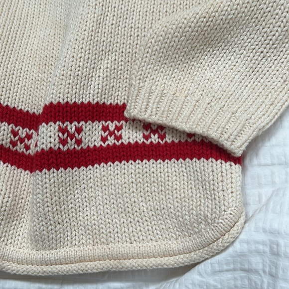Vintage Eddie Bower Ski Sweater Intarsia Snowflake Red Cream Sz W’s L Petite - Picture 8 of 9